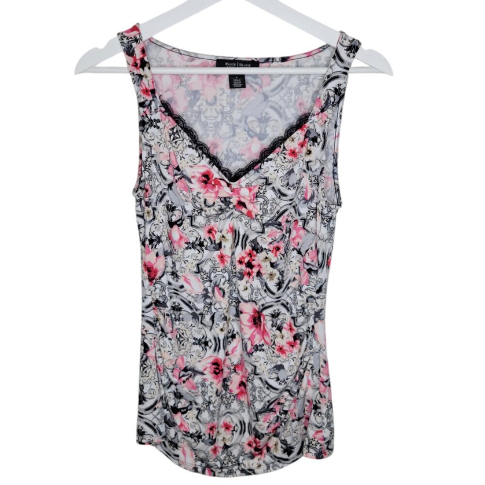 White House Black Market Floral Camisole Tank Top Shirt Women's S/Small #3354